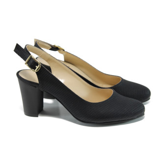 Черни дамски обувки с висок ток, здрава еко-кожа - всекидневни обувки за лятото N 100010773