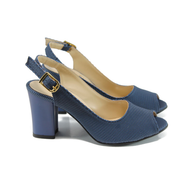 Сини дамски сандали, здрава еко-кожа - всекидневни обувки за лятото N 100010765