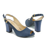 Сини дамски сандали, здрава еко-кожа - всекидневни обувки за лятото N 100010765