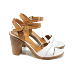 Бели анатомични дамски сандали, естествена кожа - всекидневни обувки за лятото N 100010764