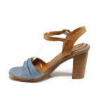 Сини анатомични дамски сандали, естествена кожа - всекидневни обувки за лятото N 100010763