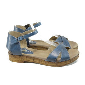 Сини ортопедични дамски сандали, естествена кожа - всекидневни обувки за лятото N 100010762