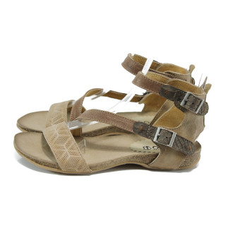 Бежови анатомични дамски сандали, естествена кожа - всекидневни обувки за лятото N 100010803
