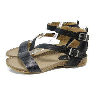 Черни анатомични дамски сандали, естествена кожа - всекидневни обувки за лятото N 100010804