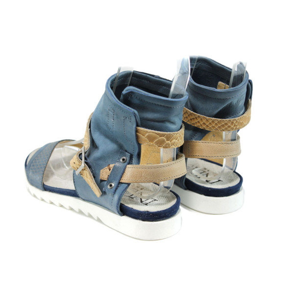 Сини анатомични дамски сандали, естествена кожа - всекидневни обувки за лятото N 100010800