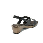 Черни анатомични дамски сандали, естествена кожа и лачена естествена кожа  - всекидневни обувки за лятото N 100010799
