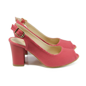 Червени дамски сандали, здрава еко-кожа - ежедневни обувки за лятото N 100010808