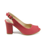 Червени дамски сандали, здрава еко-кожа - ежедневни обувки за лятото N 100010808