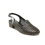 Сиви дамски обувки със среден ток, естествена кожа - ежедневни обувки за лятото N 100010809