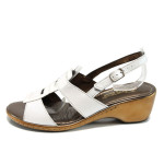 Бели анатомични дамски сандали, естествена кожа и лачена естествена кожа  - всекидневни обувки за лятото N 100010813