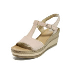Розови анатомични дамски сандали, естествена кожа - всекидневни обувки за лятото N 100010814