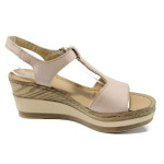 Розови анатомични дамски сандали, естествена кожа - всекидневни обувки за лятото N 100010814