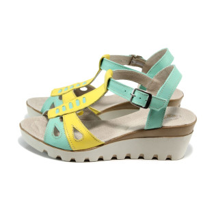 Жълти анатомични дамски сандали, естествена кожа - всекидневни обувки за лятото N 100010821