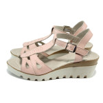Розови анатомични дамски сандали, естествена кожа - всекидневни обувки за лятото N 100010822