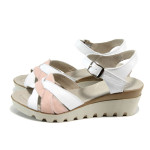 Бели анатомични дамски сандали, естествена кожа - всекидневни обувки за лятото N 100010819