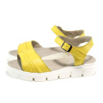 Жълти анатомични дамски сандали, естествена кожа - всекидневни обувки за лятото N 100010816