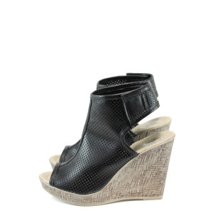 Черни анатомични дамски сандали, естествена кожа - всекидневни обувки за лятото N 100010825