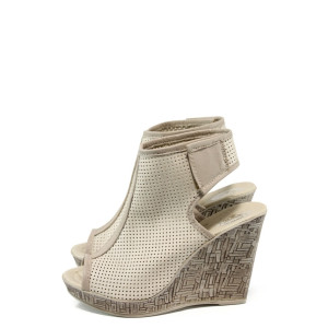 Бежови анатомични дамски сандали, естествена кожа - всекидневни обувки за лятото N 100010824