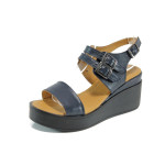 Сини анатомични дамски сандали, естествена кожа - всекидневни обувки за лятото N 100010842