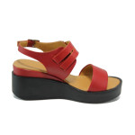 Червени анатомични дамски сандали, естествена кожа - всекидневни обувки за лятото N 100010841