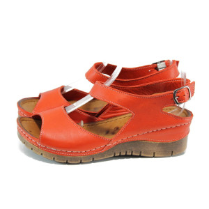 Червени ортопедични дамски сандали, естествена кожа - всекидневни обувки за лятото N 100010838