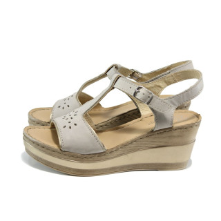 Бежови анатомични дамски сандали, естествена кожа - всекидневни обувки за лятото N 100010899