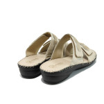 Бежови анатомични дамски чехли, естествена кожа - всекидневни обувки за лятото N 100010906