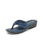 Сини анатомични дамски чехли, естествена кожа - всекидневни обувки за лятото N 100010904