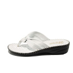 Бели анатомични дамски чехли, естествена кожа - всекидневни обувки за лятото N 100010905