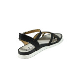 Черни анатомични дамски сандали, естествена кожа - всекидневни обувки за лятото N 100010898