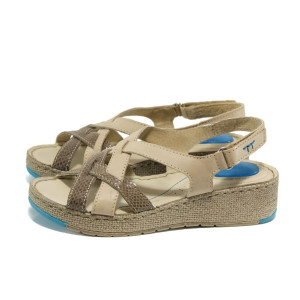 Бежови ортопедични дамски сандали, естествена кожа - всекидневни обувки за лятото N 100010908