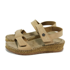 Бежови ортопедични дамски сандали, естествена кожа - всекидневни обувки за лятото N 100010903
