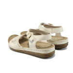 Бежови анатомични дамски сандали, здрава еко-кожа - всекидневни обувки за лятото N 100010912