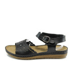 Черни анатомични дамски сандали, здрава еко-кожа - всекидневни обувки за лятото N 100010913