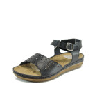 Черни анатомични дамски сандали, здрава еко-кожа - всекидневни обувки за лятото N 100010913