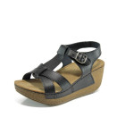 Черни анатомични дамски сандали, здрава еко-кожа - всекидневни обувки за лятото N 100010910