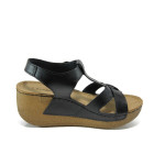 Черни анатомични дамски сандали, здрава еко-кожа - всекидневни обувки за лятото N 100010910