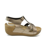 Жълти анатомични дамски сандали, здрава еко-кожа - всекидневни обувки за лятото N 100010911
