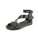 Черни анатомични дамски сандали, естествена кожа - всекидневни обувки за лятото N 100010931