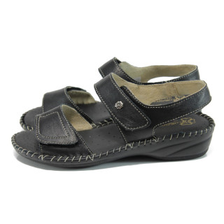 Черни анатомични дамски сандали, естествена кожа - всекидневни обувки за лятото N 100010998