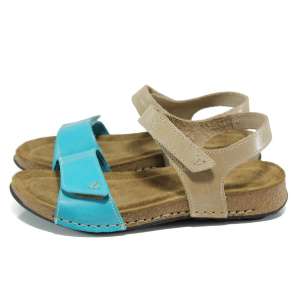 Сини анатомични дамски сандали, естествена кожа - всекидневни обувки за лятото N 100010993