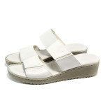 Бели анатомични дамски чехли, естествена кожа - всекидневни обувки за лятото N 100010995