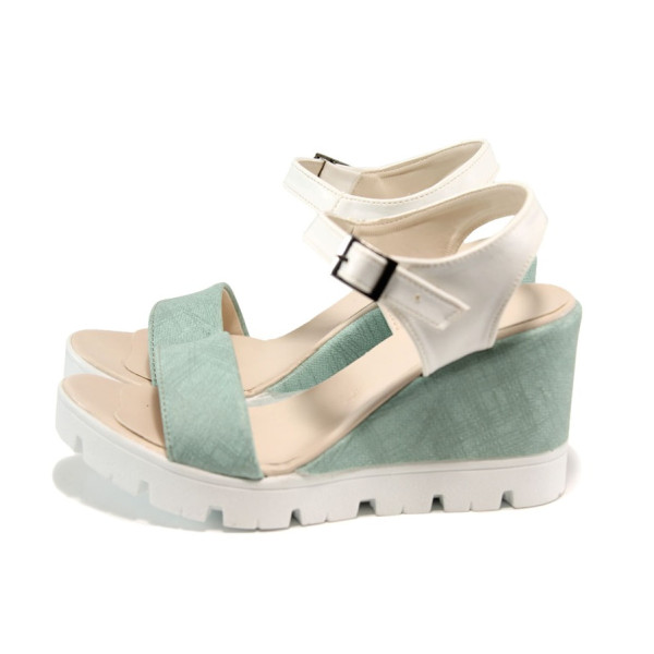 Зелени дамски сандали, здрава еко-кожа - ежедневни обувки за лятото N 100011014