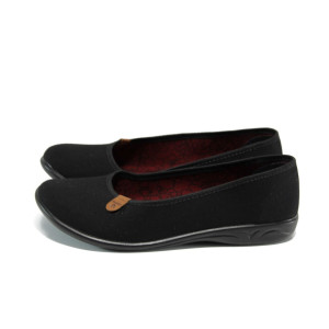 Черни анатомични дамски обувки с равна подметка, текстилна материя - ежедневни обувки за пролетта и лятото N 100011027