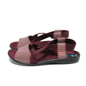 Червени анатомични дамски сандали, текстилна материя - ежедневни обувки за лятото N 100011026