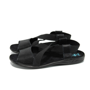 Черни анатомични дамски сандали, текстилна материя - ежедневни обувки за лятото N 100011024