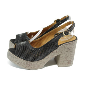 Черни анатомични дамски сандали, естествена кожа - всекидневни обувки за лятото N 100011033