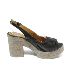 Черни анатомични дамски сандали, естествена кожа - всекидневни обувки за лятото N 100011033