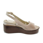 Бежови анатомични дамски сандали, естествена кожа - всекидневни обувки за лятото N 100011035