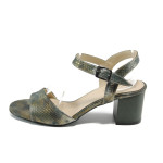 Зелени дамски сандали, лачена еко кожа - официални обувки за пролетта и лятото N 100011038